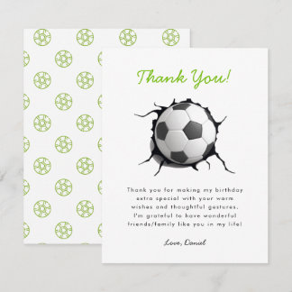 Soccer Football Birthday Thank You Card