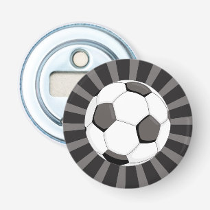 Soccer Football Black Grey Rays   Sports Bottle Opener