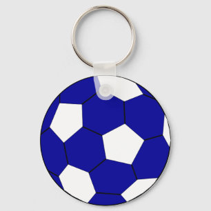 Soccer football blue and white keychain