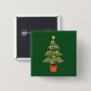 Soccer Football Christmas Tree 2 Inch Square Button