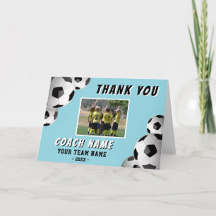 Soccer Football Coach Name Photo  Thank You Card