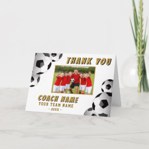Soccer Football Coach Name Photo Thank You Card