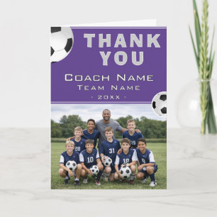 Soccer Football Coach Team Photo Thank You Card