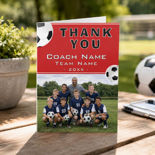 Soccer Football Coach Team Photo Thank You Card
