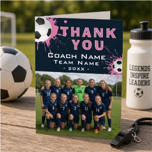 Soccer Football Coach Team Photo Thank you Card
