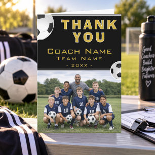 Soccer Football Coach Team Photo Thank You Card