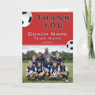 Soccer Football Coach Team Photo Thank You Card