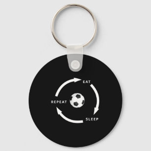 Soccer Football Eat Sleep Repeat Sports Fan Saying Keychain