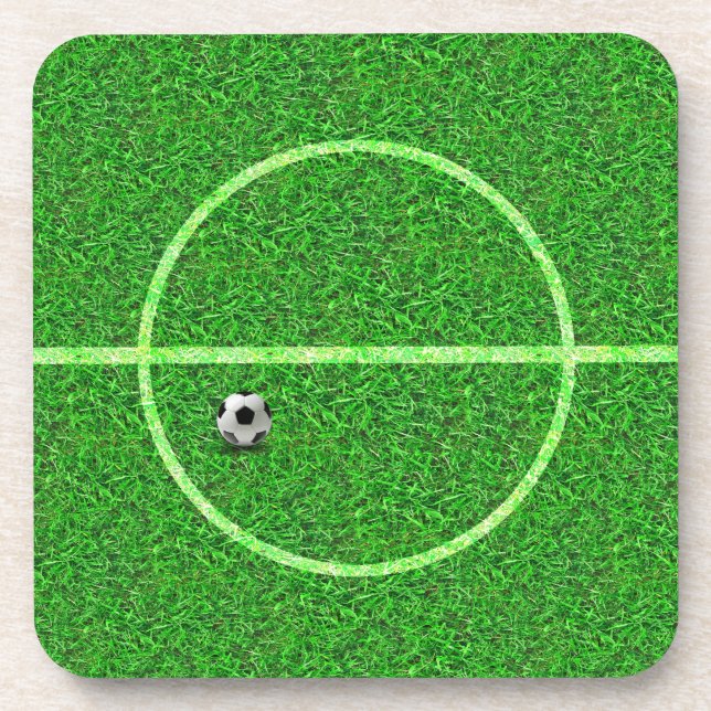 Soccer Football Field Ball - Cork Coaster (Front)