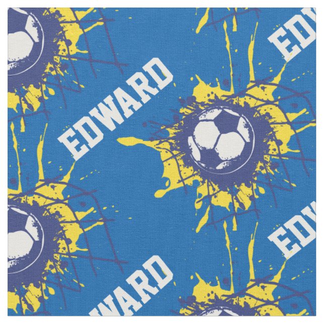 Soccer football goal custom name pattern fabric (Close Up)