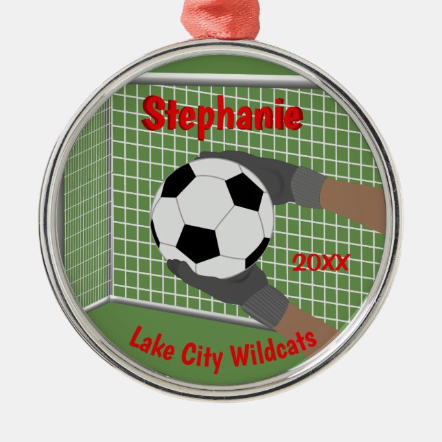 Soccer Football Goalie Personalized Ornament (Front)