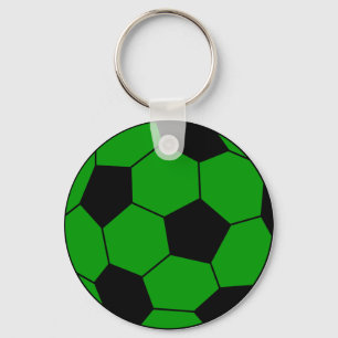 Soccer football green and black keychain