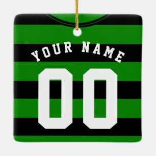 Soccer Football Jersey Template Ornament, Black Ceramic Ornament