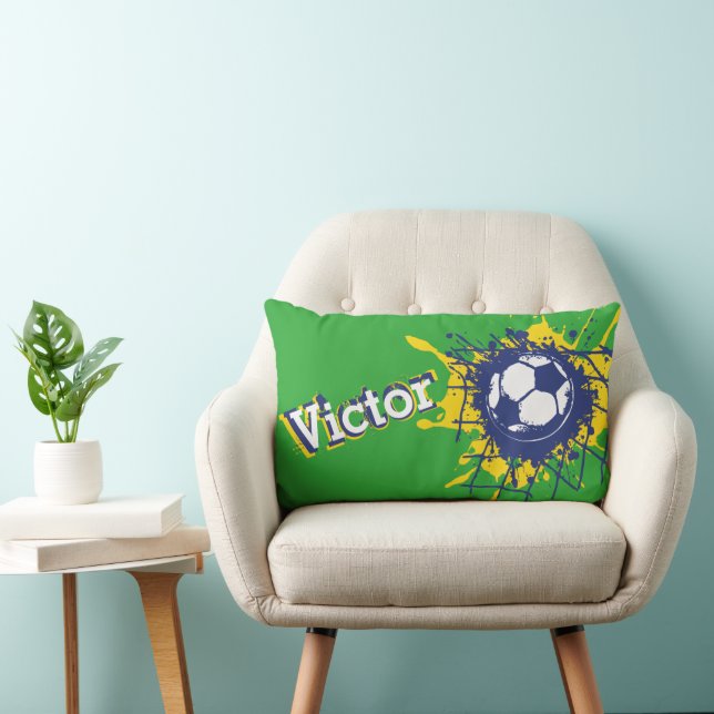 Soccer football net splat boys name  lumbar pillow (Chair)