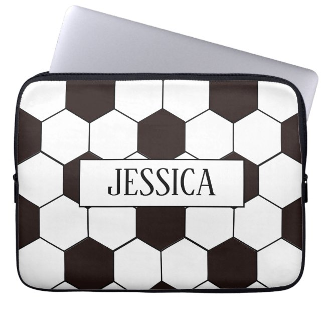 Soccer | Football pattern add your name Laptop Sleeve (Front)