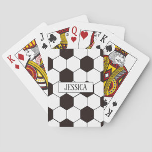 Soccer   Football pattern add your name Playing Cards
