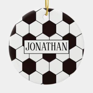 Soccer   Football pattern Customisable   Own name Ceramic Ornament