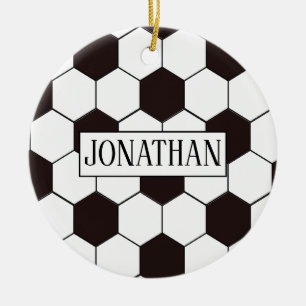 Soccer   Football pattern Customizable   Own name Ceramic Ornament