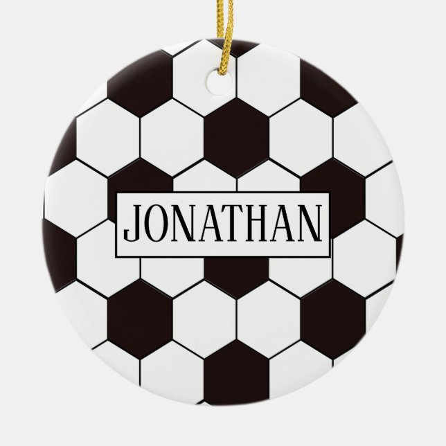 Soccer | Football pattern Customizable | Own name Ceramic Ornament (Front)