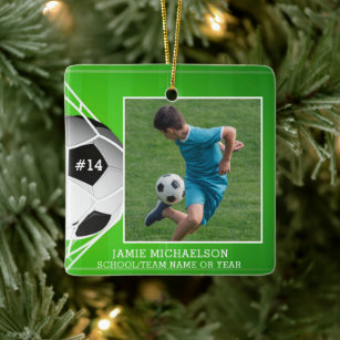 Soccer Football Photo Personalized Ceramic Ornament