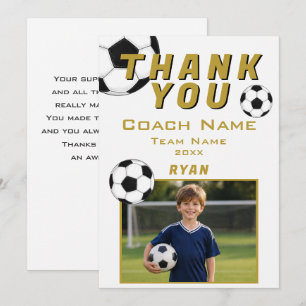Soccer Football Photo Player Team Coach Thank You Card