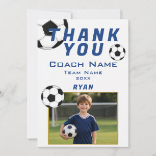 Soccer Football Photo Player Team Coach Thank You Card