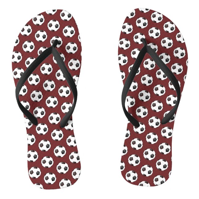 Soccer Football Player Ball Pattern Flip Flops (Footbed)