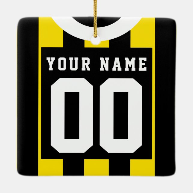 Soccer Football Rugby Jersey Name Number Template Ceramic Ornament (Back)