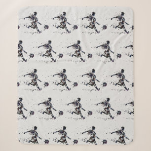 Soccer Football Sport Graphic Art Black Grey Sherpa Blanket
