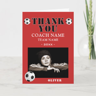 Soccer Football Sports Photo Coach  Thank You Card