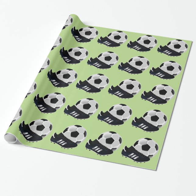 Soccer / Football theme soccer ball Wrapping Paper (Unrolled)