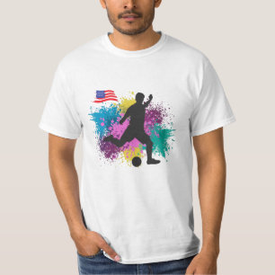 Soccer Football USA Grungy Color Splashes T-Shirt