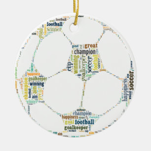 Soccer Football  Word Tag Cloud Ceramic Ornament