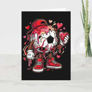Soccer Footll Drip Heart Icecream Happy Valentine' Card