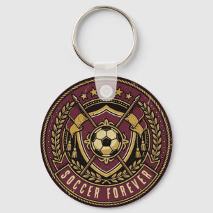 Soccer Forever Fan; Vintage Soccer Crest Keychain