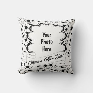 Soccer Frame Personalized Photo  Throw Pillow
