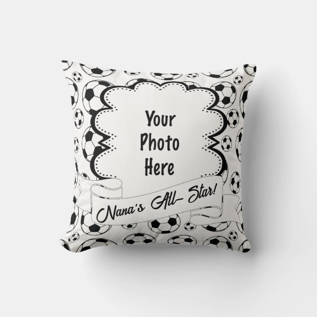 Soccer Frame Personalized Photo  Throw Pillow (Front)