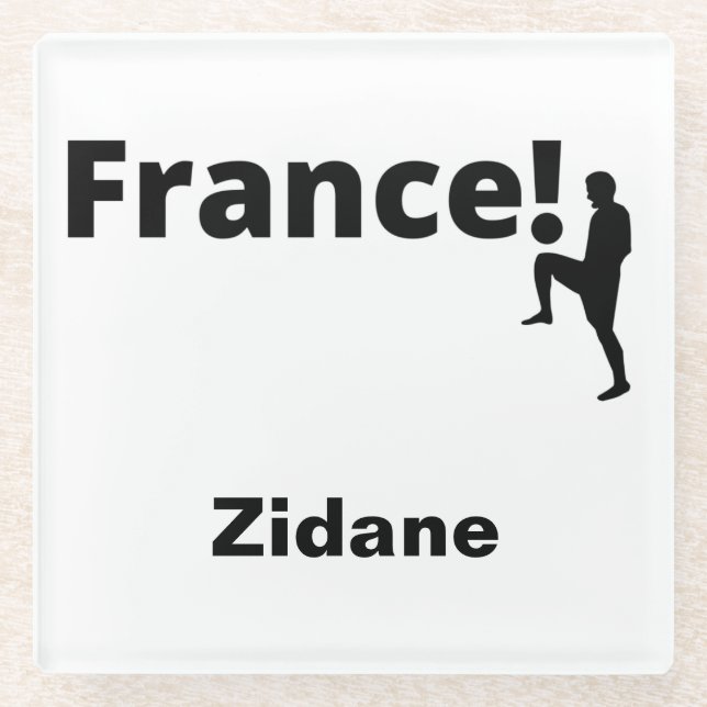 Soccer France, customizable Glass Coaster (Front)