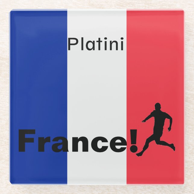 Soccer France, customizable Glass Coaster (Front)