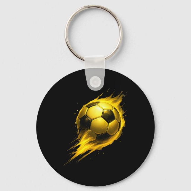 Soccer Fun Colourful Effect Tie Dye Black Yellow S Keychain (Front)