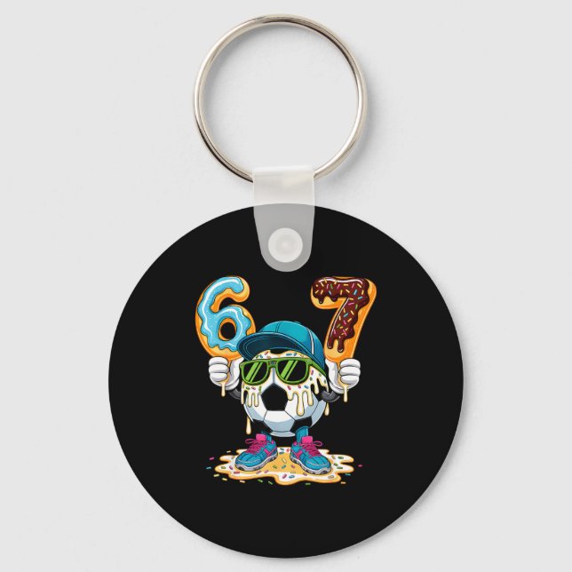 Soccer Funny 6 7 Six Seven 67 Soccer Lover Teens B Keychain (Front)