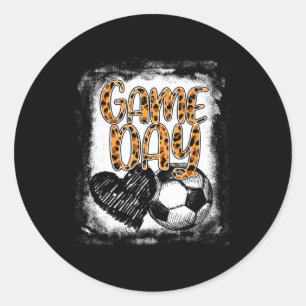 Soccer Game Day Women Leopard Cheetah Print Soccer Classic Round Sticker