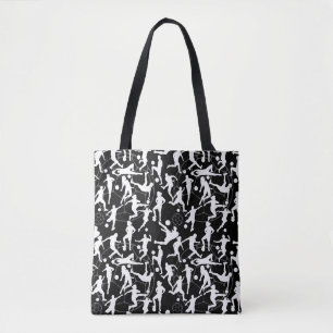 Soccer Game Pattern.b Black BG Tote Bag