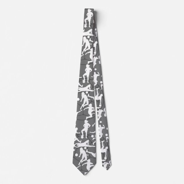 Soccer Game Pattern.b Grey BG Tie (Front)