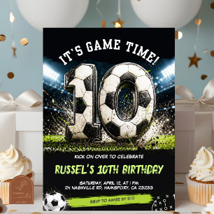 Soccer Game Time 10th double digit Birthday Invita Invitation