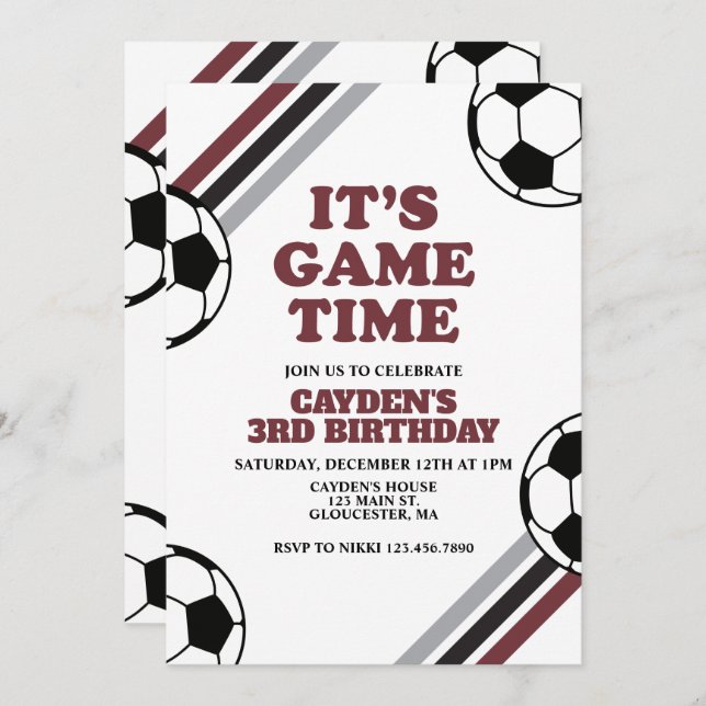 Soccer Game Time  Birthday Invitation (Front/Back)