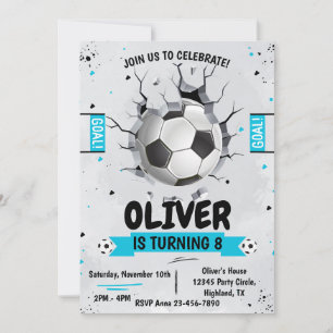 Soccer garçon bleu Anniversaire Invitation