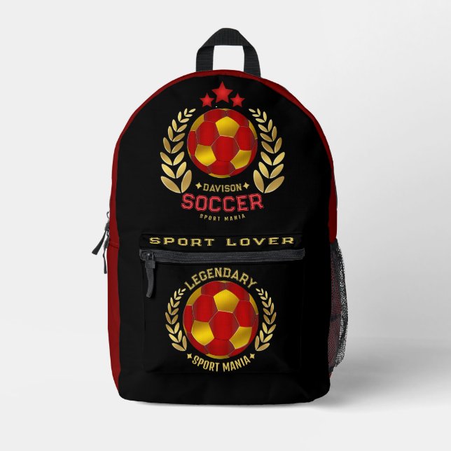 soccer gifts for teens printed backpack (Front)