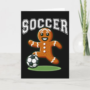 Soccer Gingerbread Playing Soccer Christmas Xmas Card