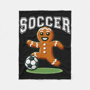 Soccer Gingerbread Playing Soccer Christmas Xmas Fleece Blanket